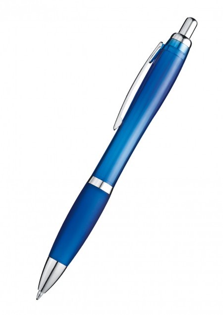Transparenter Kugelschreiber mit silbernem Metallclip