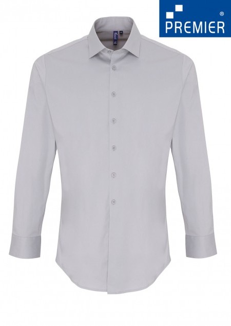 Premier Workwear - Stretch Fit Poplin Langarm Hemd