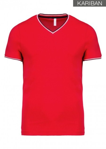 Kariban - Herren Pique V-Neck T-Shirt