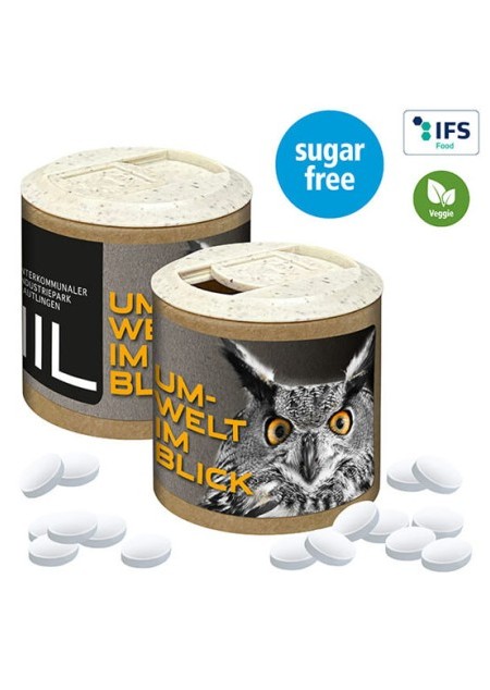 Papier Werbedose mit Cool-Ice zuckerfreien Pfefferminzpastillen