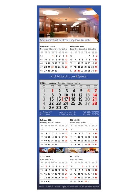 7-Monats-Wandkalender 4 Block-Wandkalender