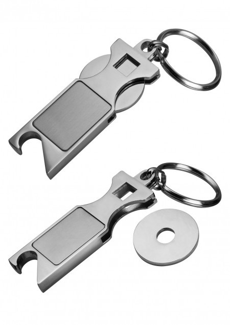 Schlüsselanhänger mit Chiphalter und Flaschenöffner